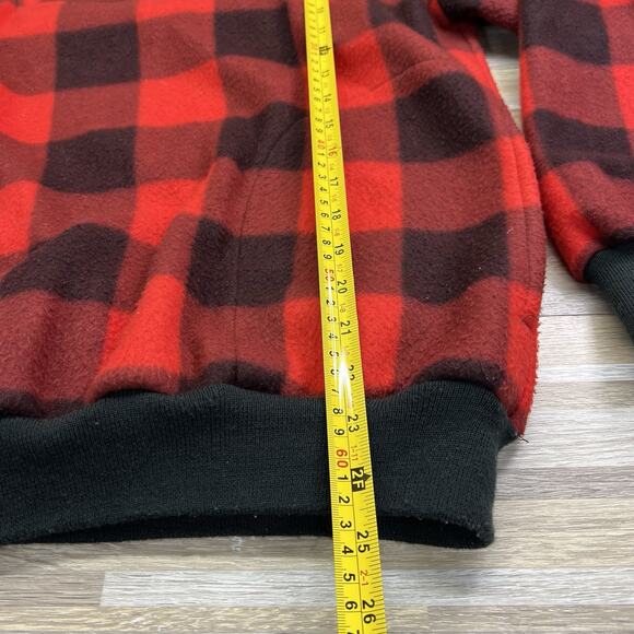VTG Boss Buffalo Plaid Pullover Fleece Red Black Size Small - JL496 - Picture 5 of 6